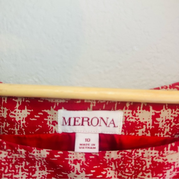 Merona Sz 10 Fit & Flare Plaid Dress Red Black VTG Style Cottagecore Academia - Picture 7 of 11